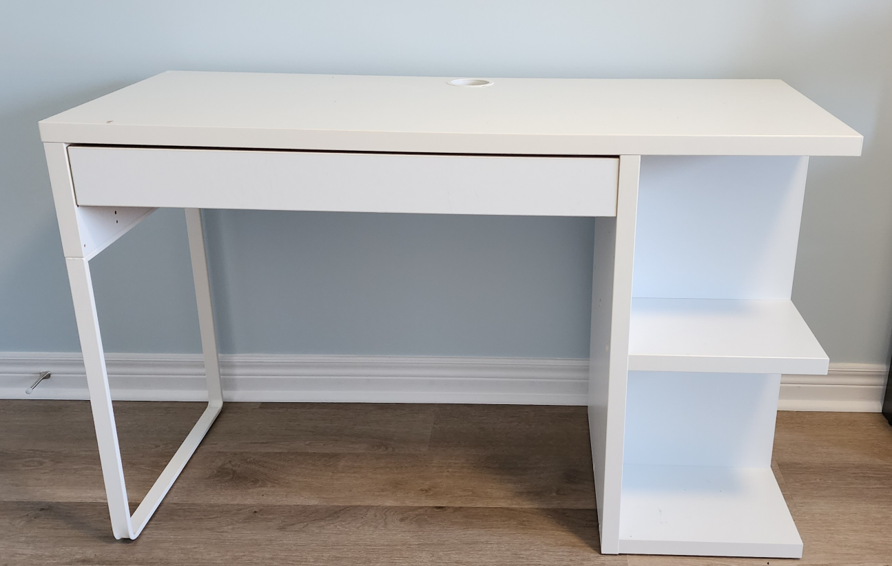 IKEA White Desk with Drawer and Shelf