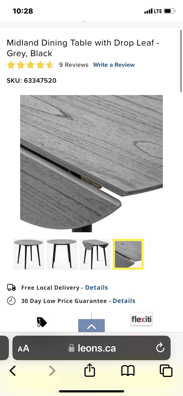 Grey Drop Leaf Dining Table one month old. Pick up square one - photo 3