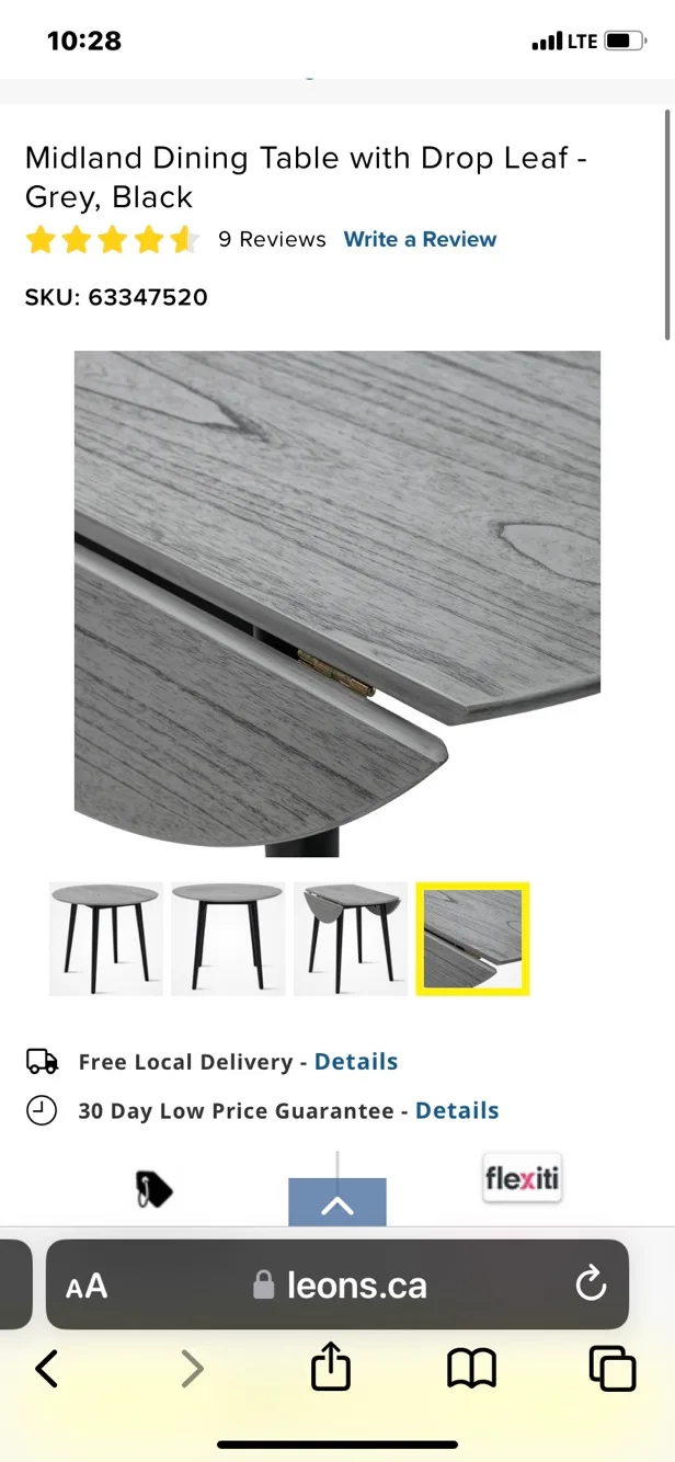 Grey Drop Leaf Dining Table one month old. Pick up square one image indicator(3)