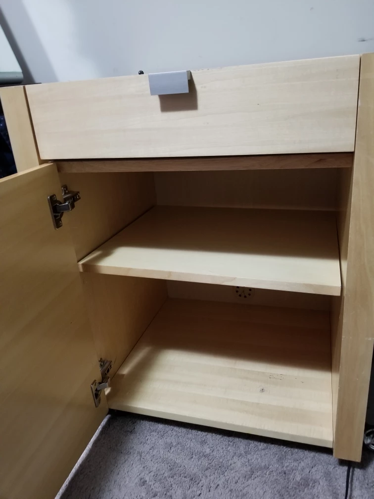 Wooden Side Table with Drawer and Cabinet