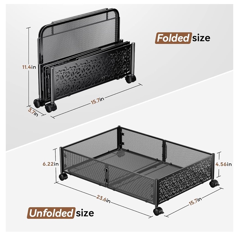 4 Black Rolling Under Bed Storage Organizers - photo 5