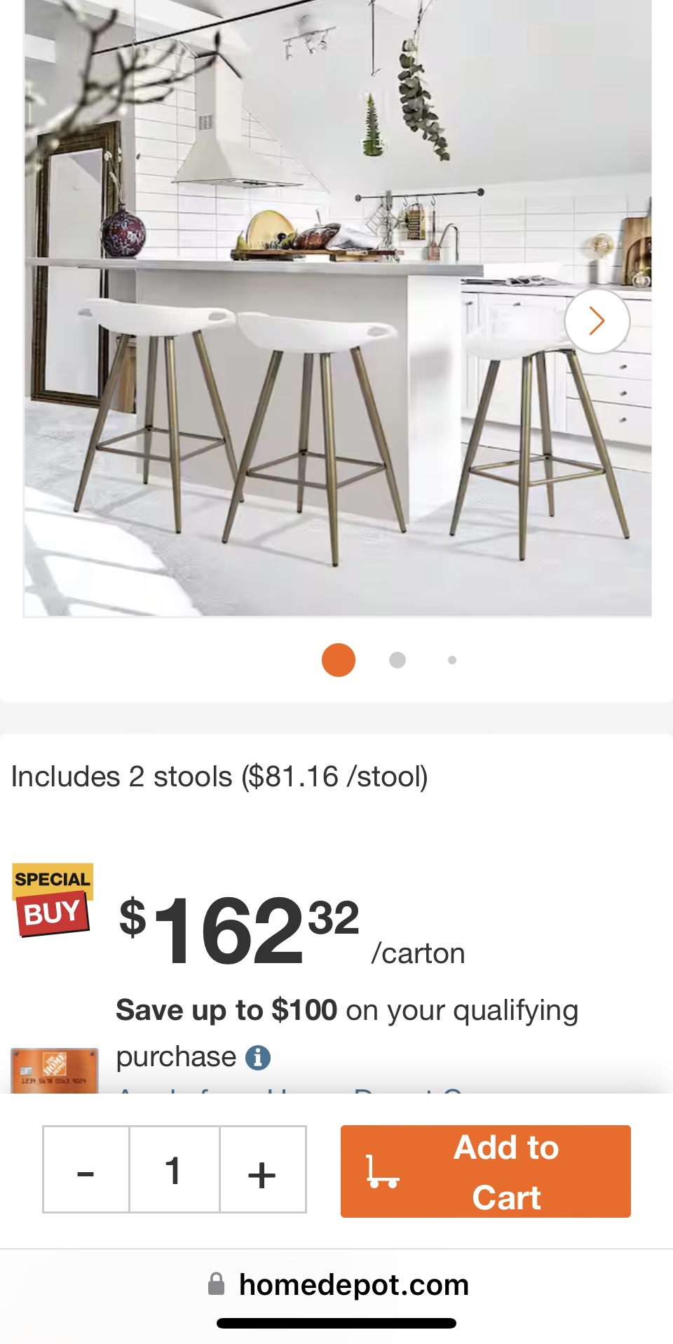 Homy Casa Fiyan Counter Stools (Set of 2)