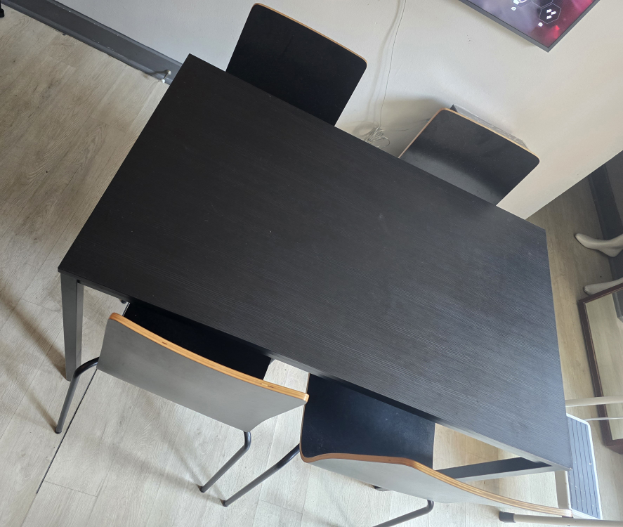Black Dining Table and 4 Chairs Set - photo 2