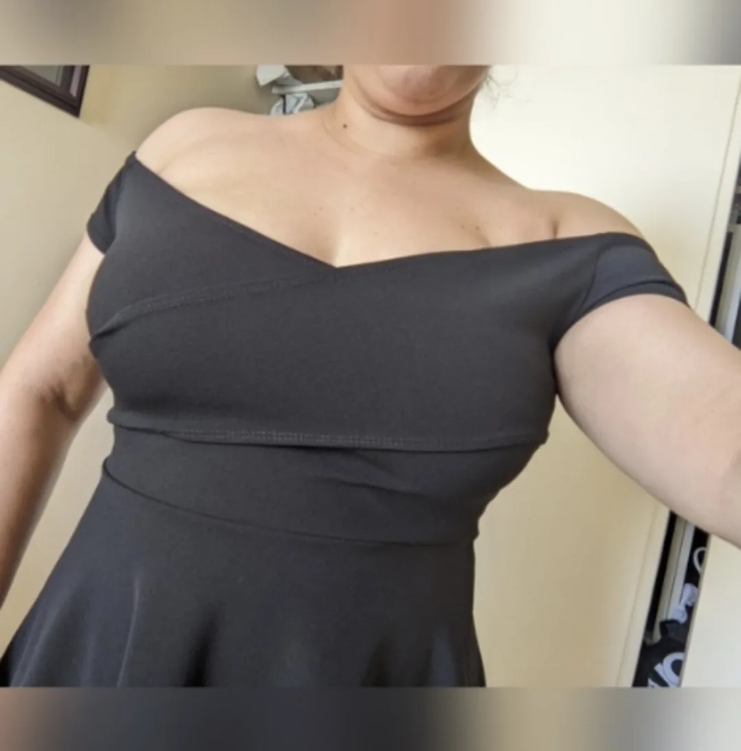 Black Over the Shoulder Mini Dress image indicator(2)