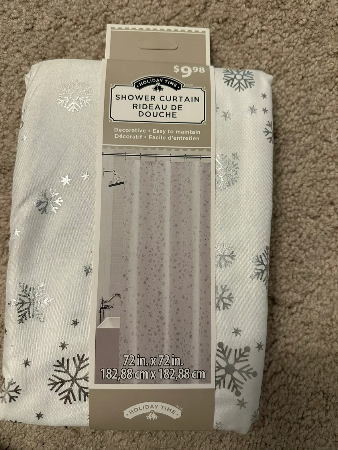 Silver Snowflake Shower Curtain thumbnail