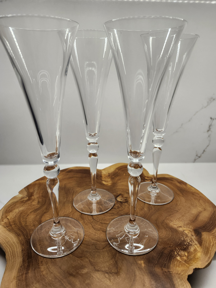Set of 4 Crystal Champagne Flutes