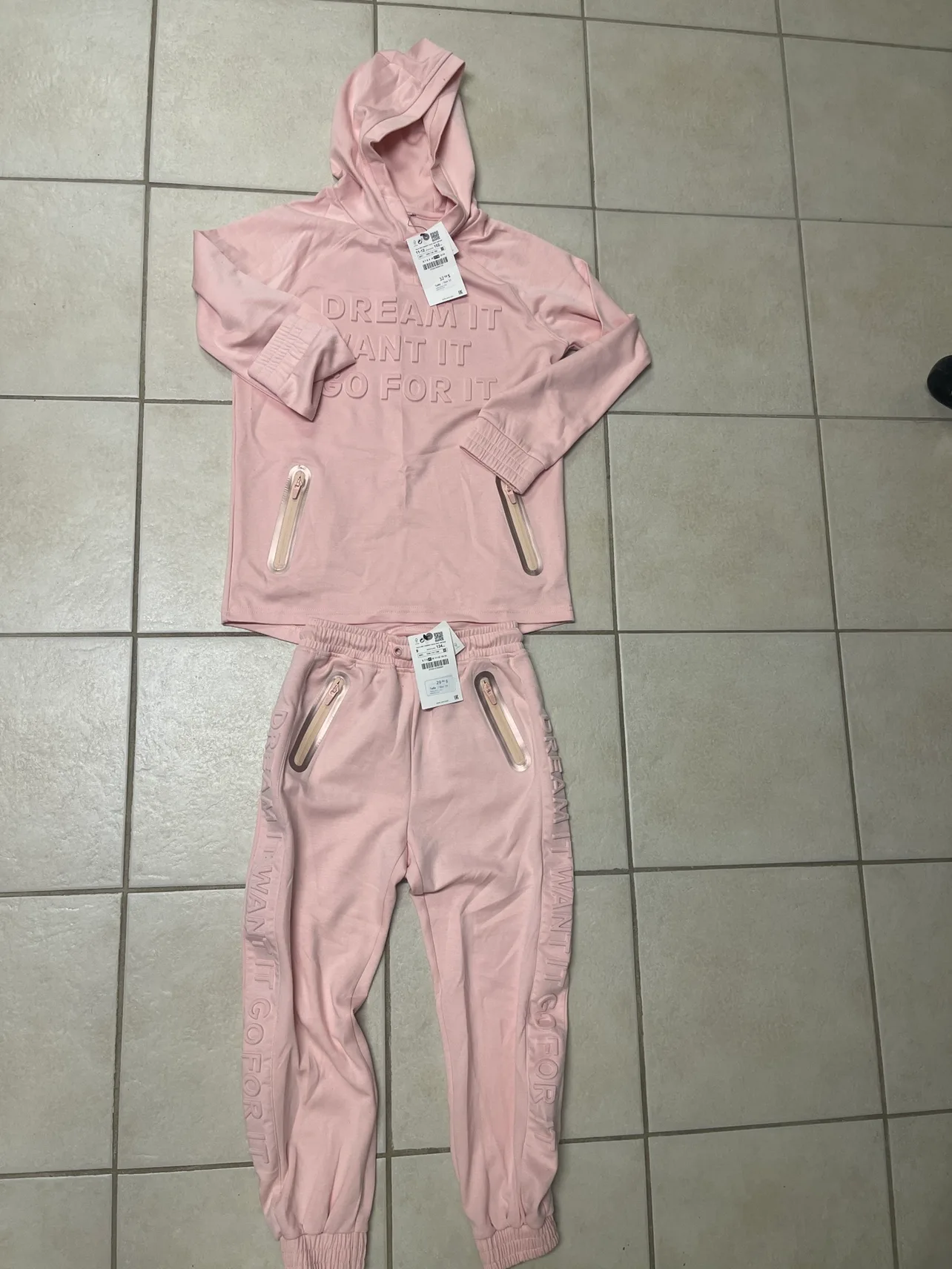 Zara Pink "Dream It Want It Go For It" Hoodie & Jogger Set image indicator(2)
