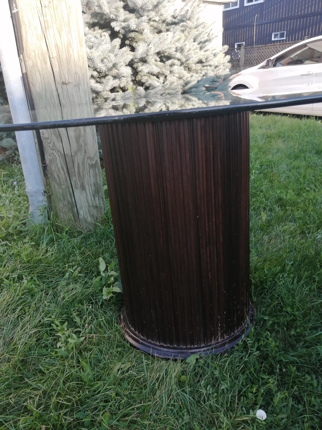 Bombay glass and wood pedestal table #freecycle - photo 2