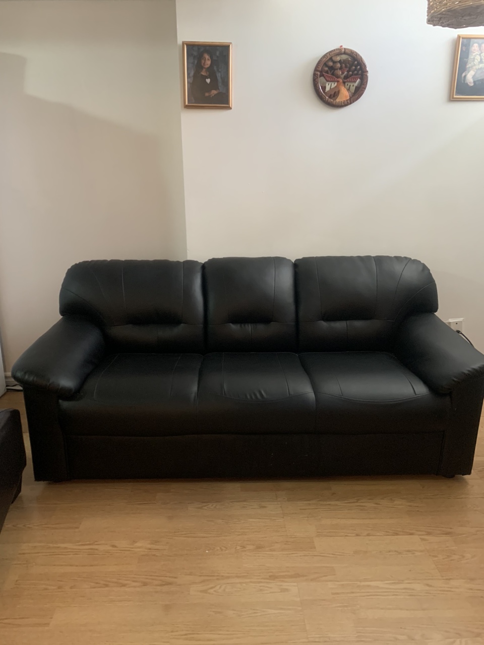 Black Leather Couch - photo 2