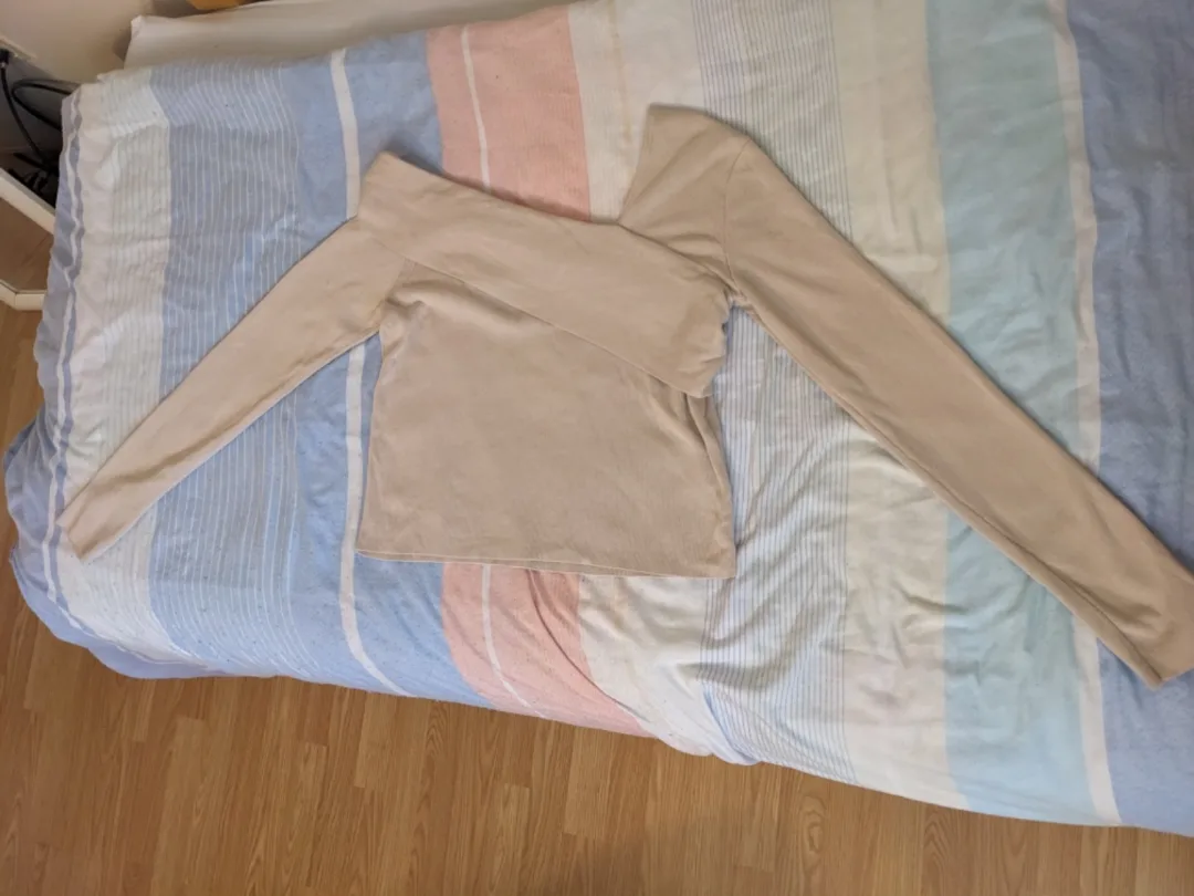 Cream Off the Shoulder Ribbed Long Sleeve Sweater image indicator(10)