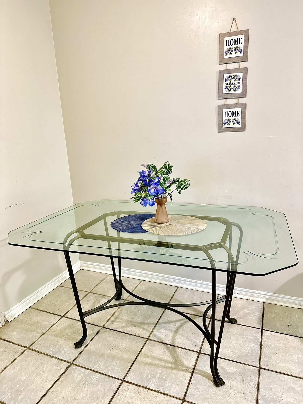 Glass Table with Metal Base - photo 2
