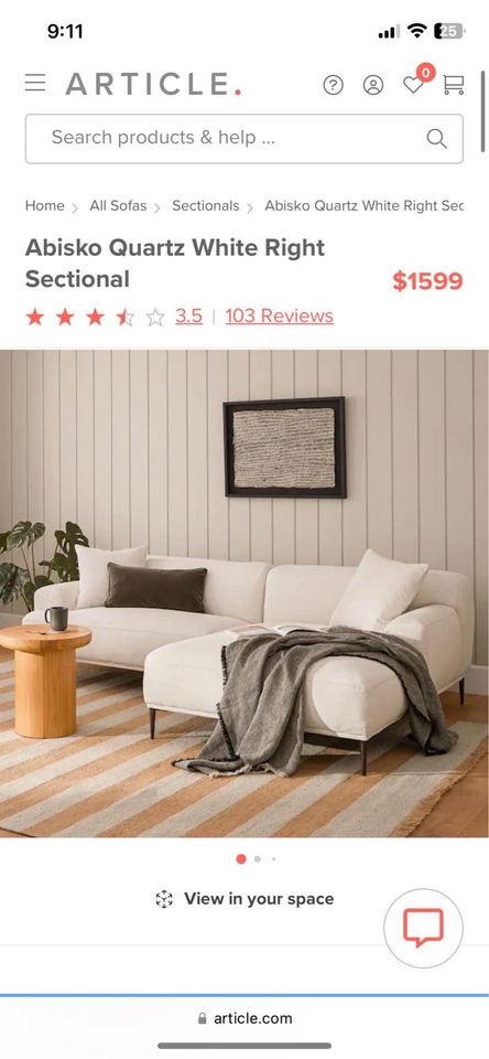 Article Cream sectional/sofa - photo 4