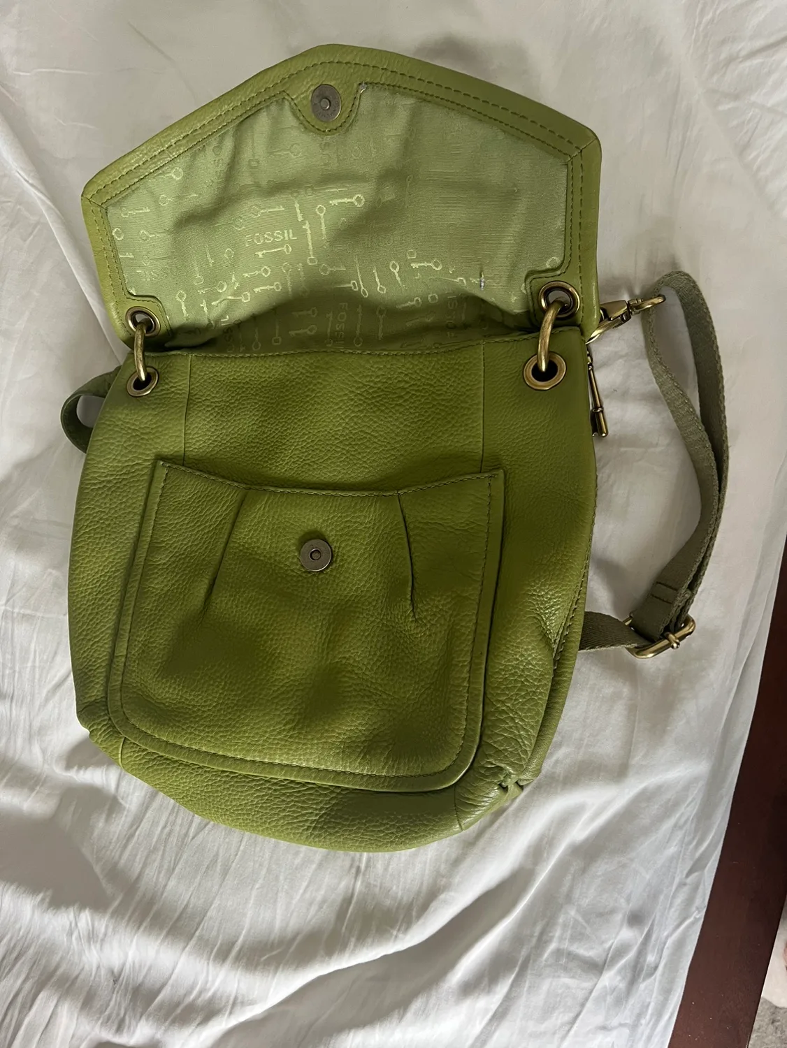 Fossil Green Leather Crossbody Bag thumbnail