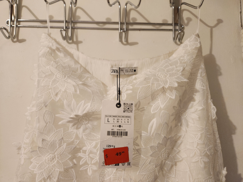 Zara White 3D Floral Skirt (L) - photo 3