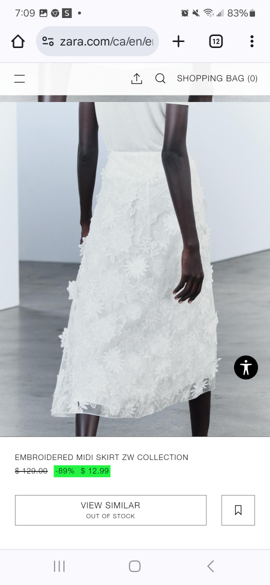Zara White 3D Floral Skirt (L) - photo 5