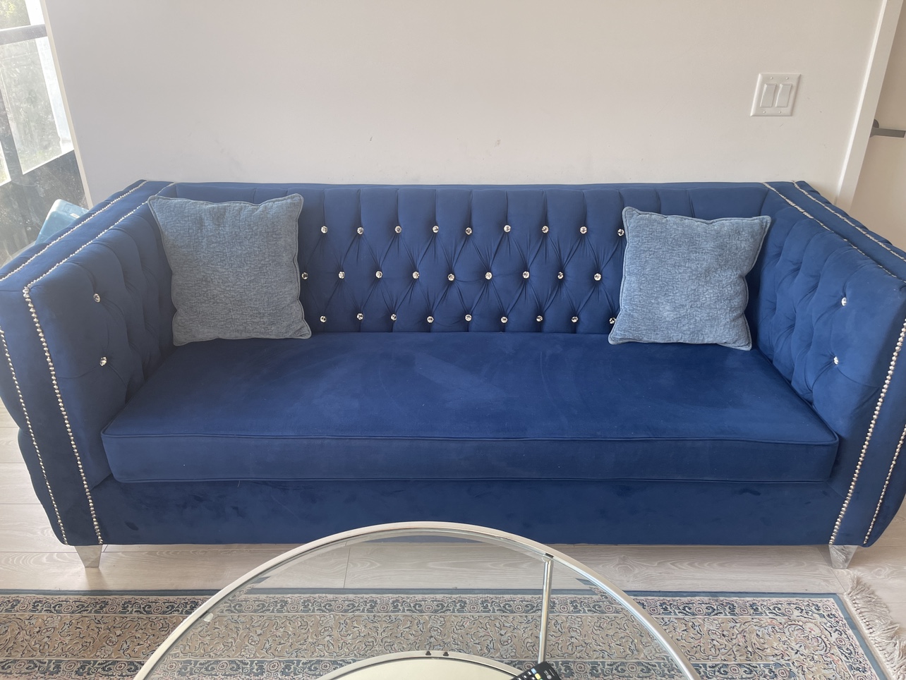 Blue Velvet Sofa Set - photo 4