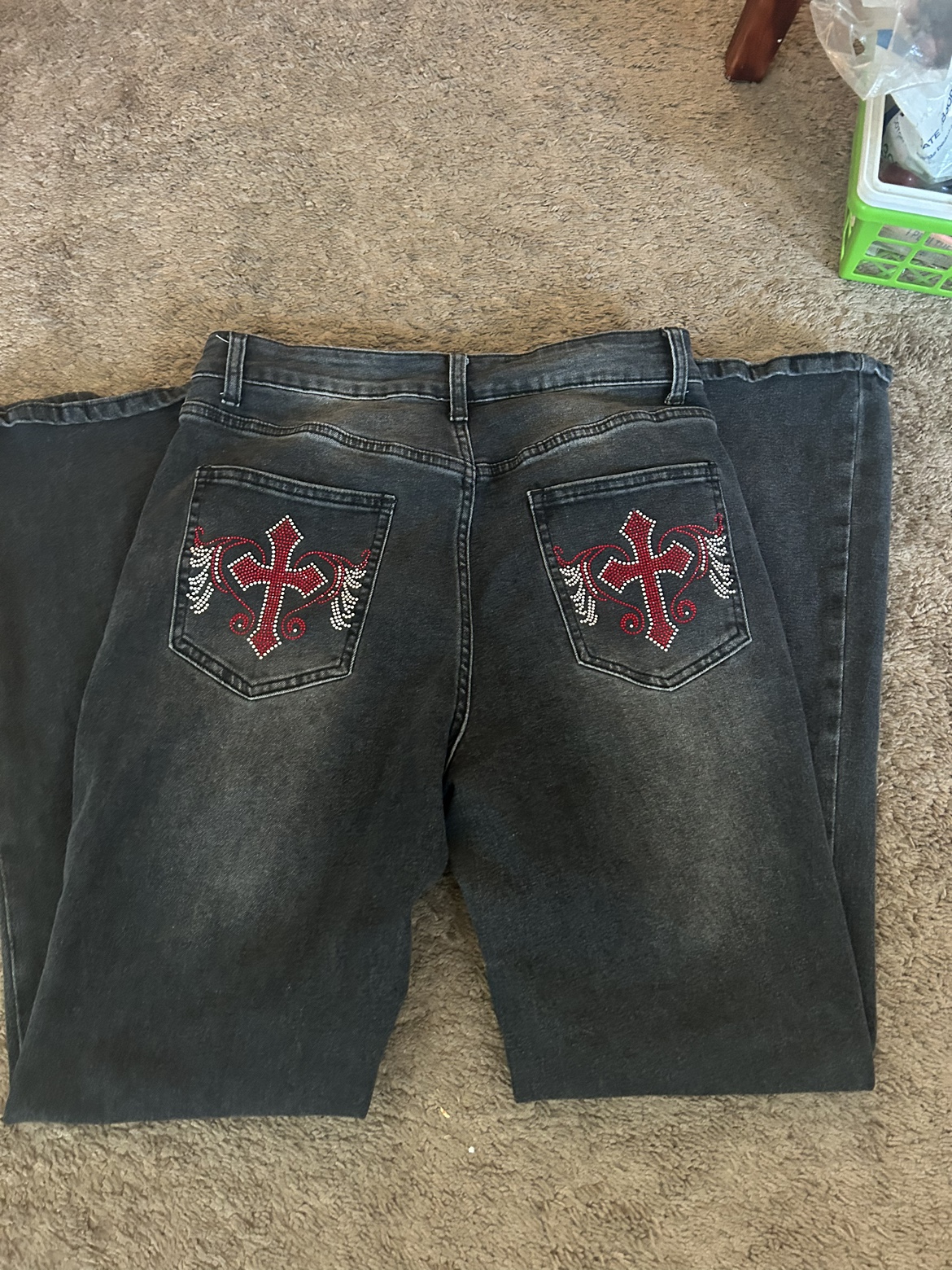 Black Flare Jeans with bedazzled butt - photo 2