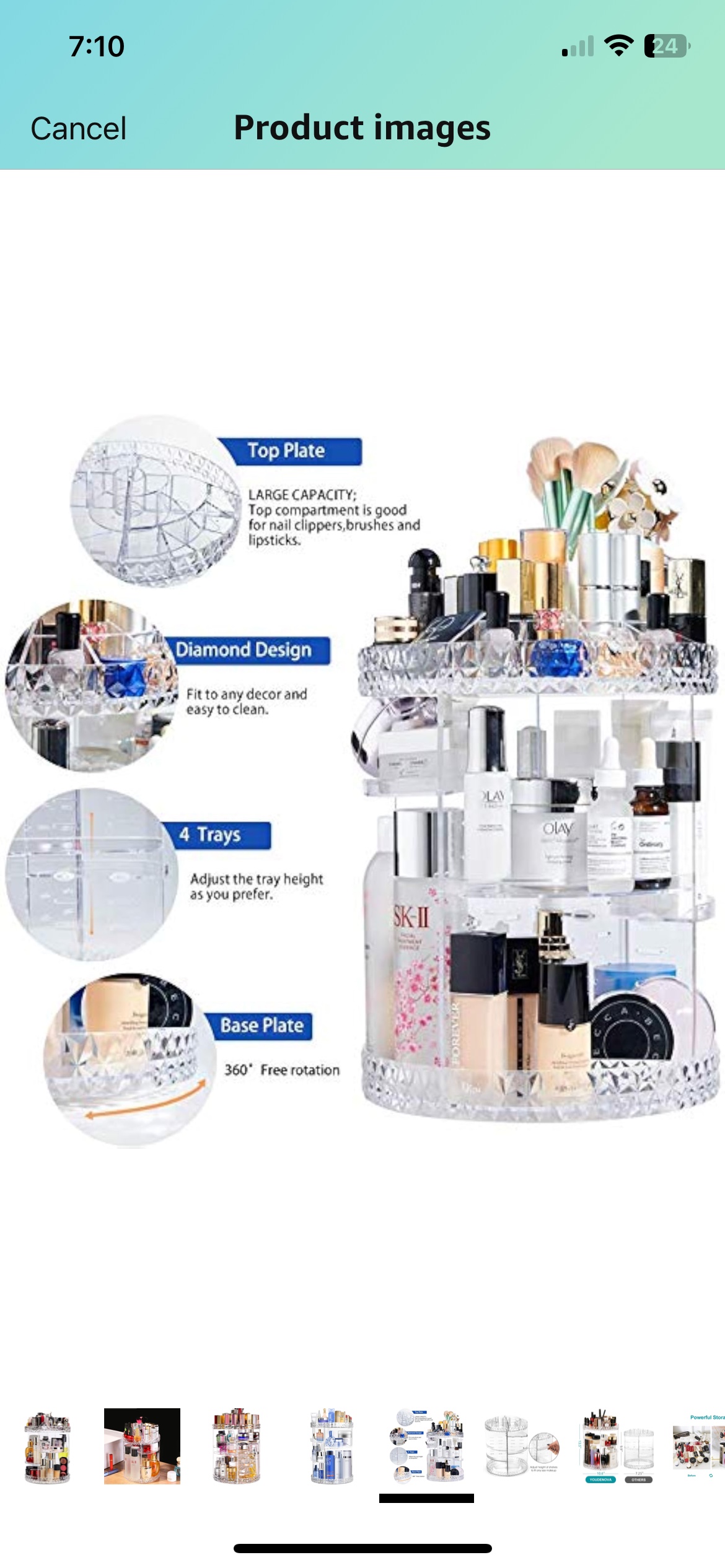 360 Rotating Makeup Vanity with Makeup Brush Storage - photo 5