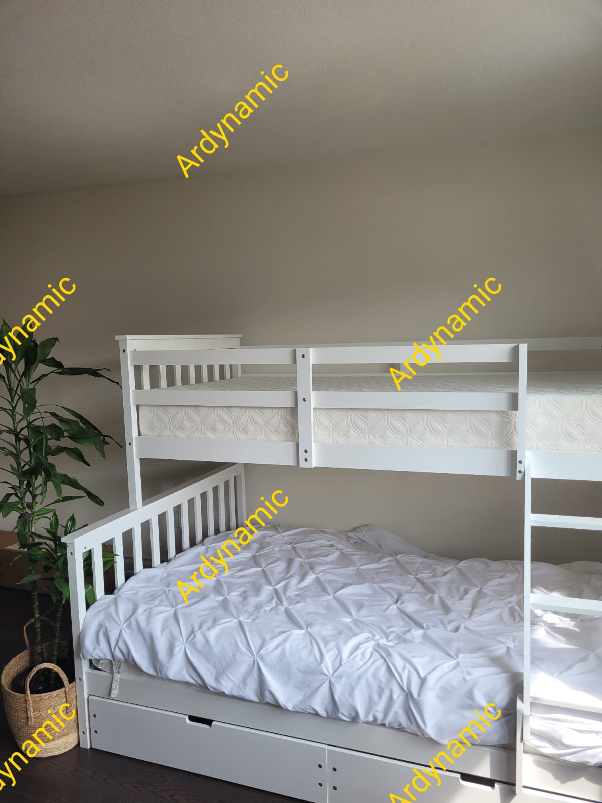 White Bunk Bed with Storage Drawers