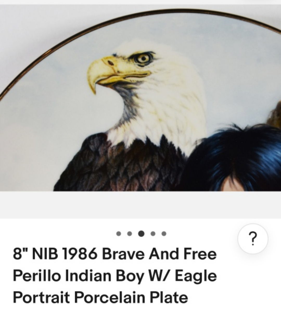 8" NIB 1986 Brave And Free Perillo Indian Boy W/ Eagle  Plat - photo 4