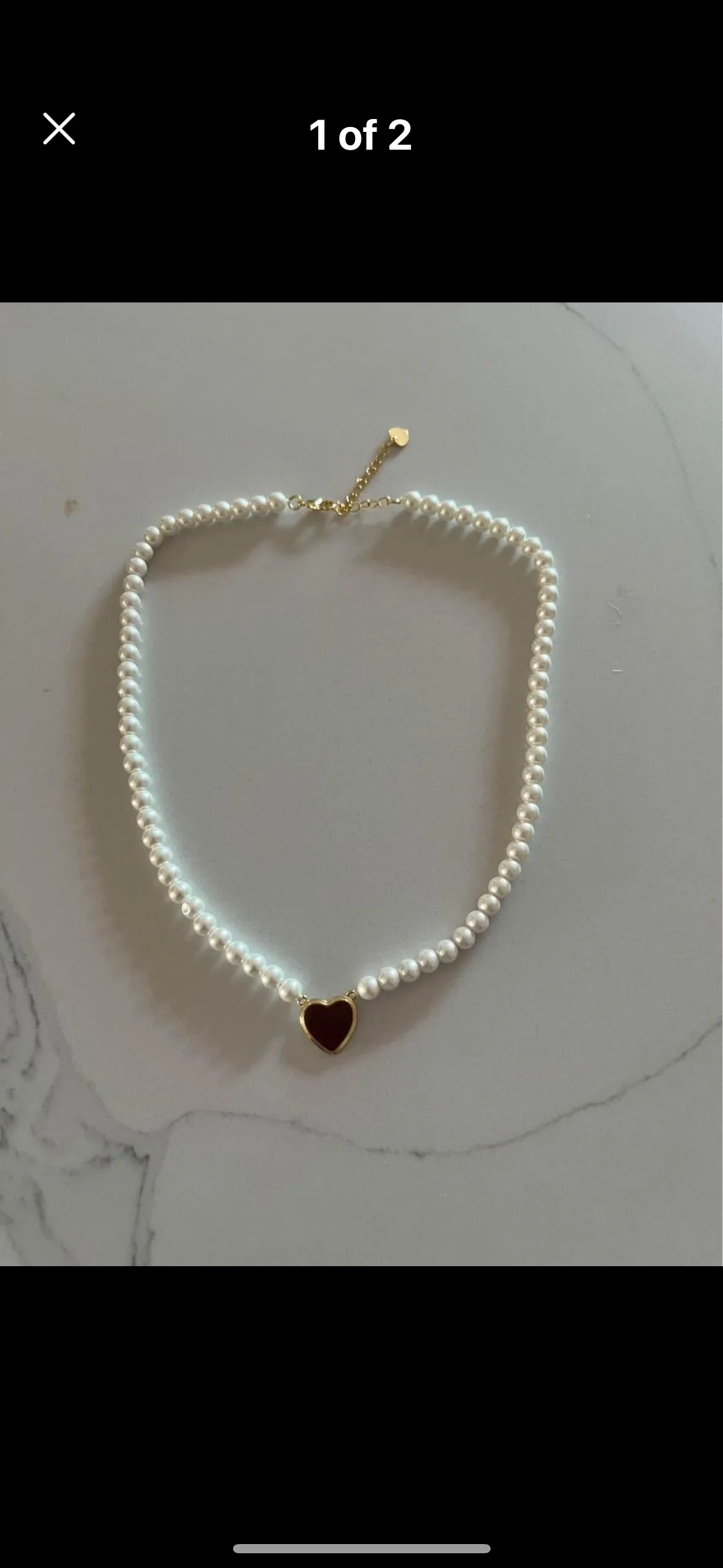 Evry jewels Pearl Necklace with Heart Pendant thumbnail