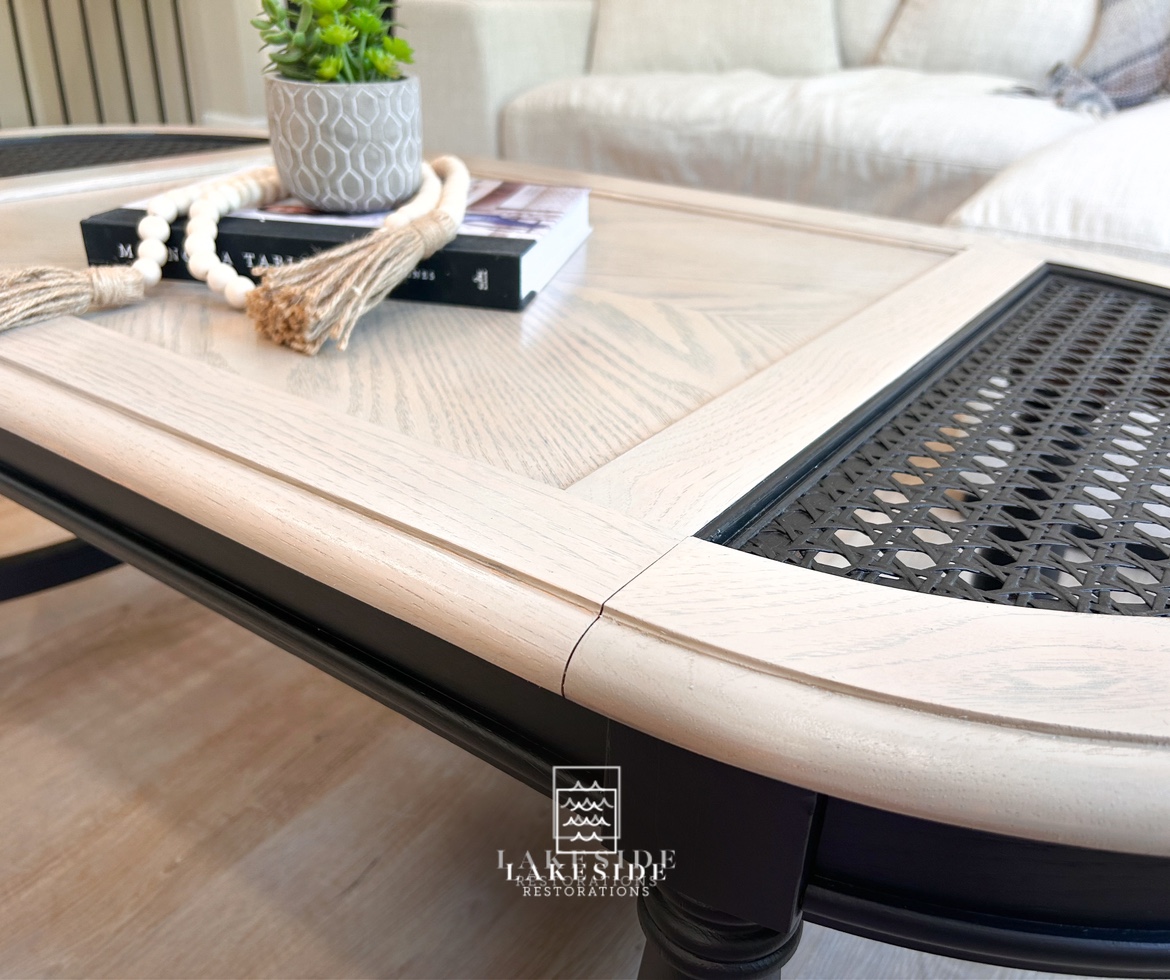 Oval Coffee Table with Cane Inserts - photo 2