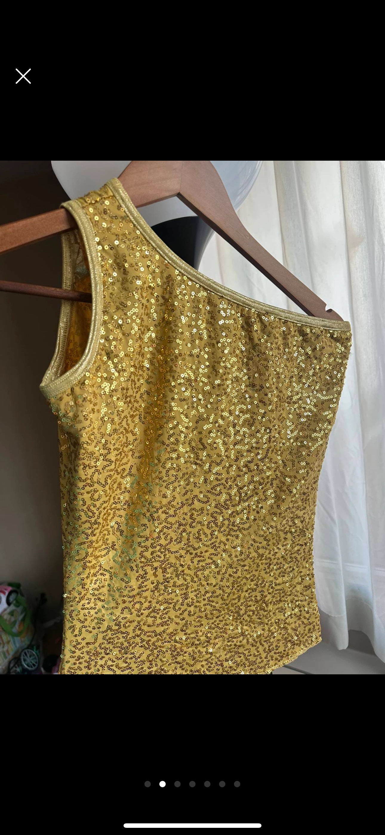 #Freecycle Gold Sequined One Shoulder Top