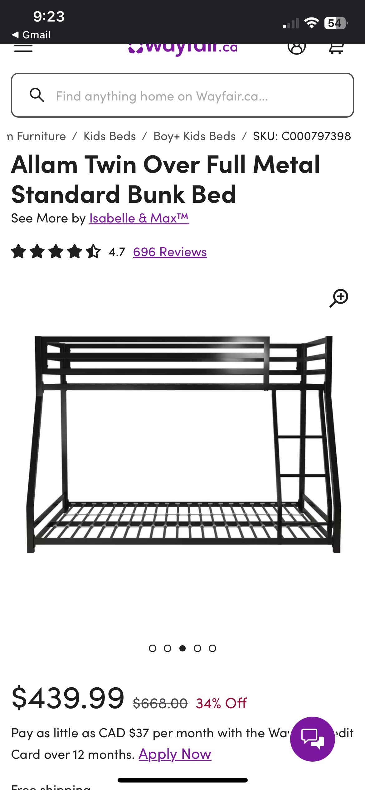 Black Metal Bunk Bed - photo 2