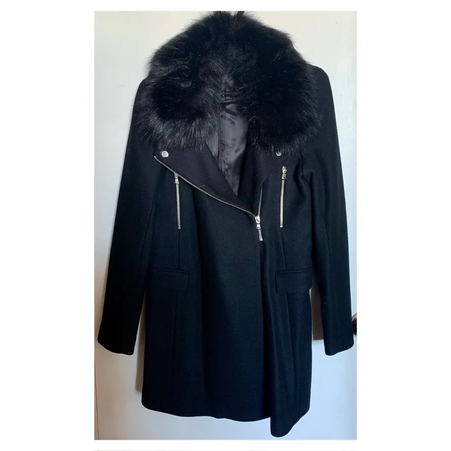 Zara Black Faux Fur Collar Jacket thumbnail