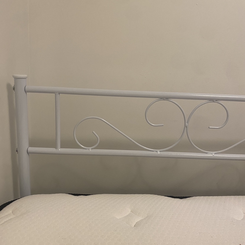 Twin metal bed frame + mattress - photo 3
