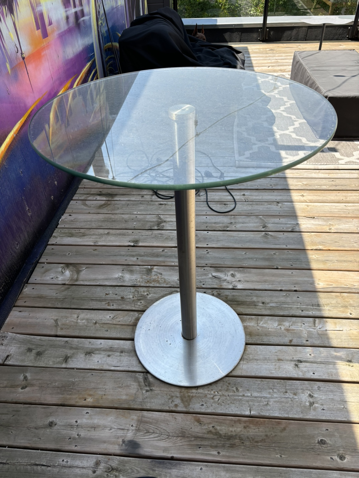 Glass and Metal Patio Table