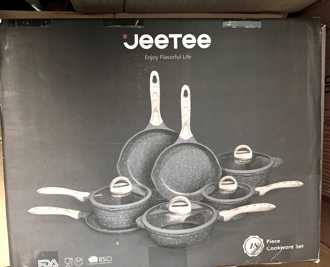 JeeTee Cookware set Granite cookware set 18 piece brand new thumbnail