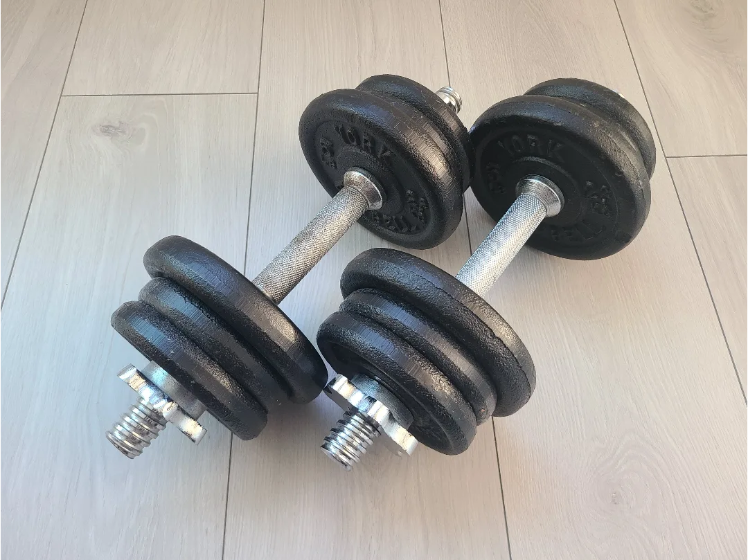 2 25 lb YORK Cast Iron Adjustable Dumbbell Set