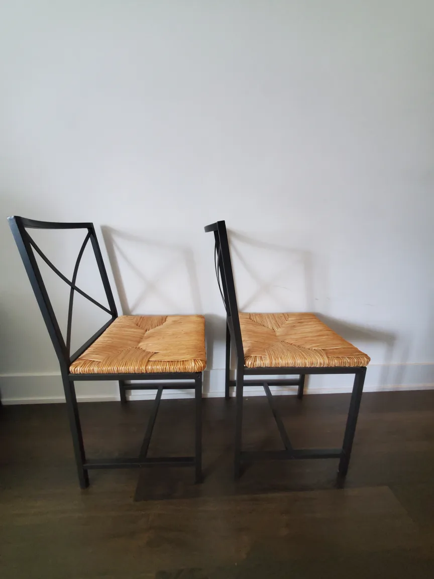 🔥 IKEA Black Metal & Rattan Chairs w/ FREE cushions image indicator(2)