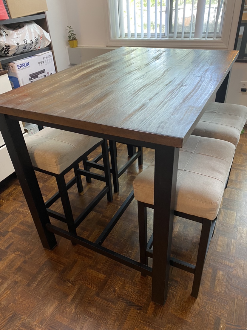 Dining Table Set with 4 Stools