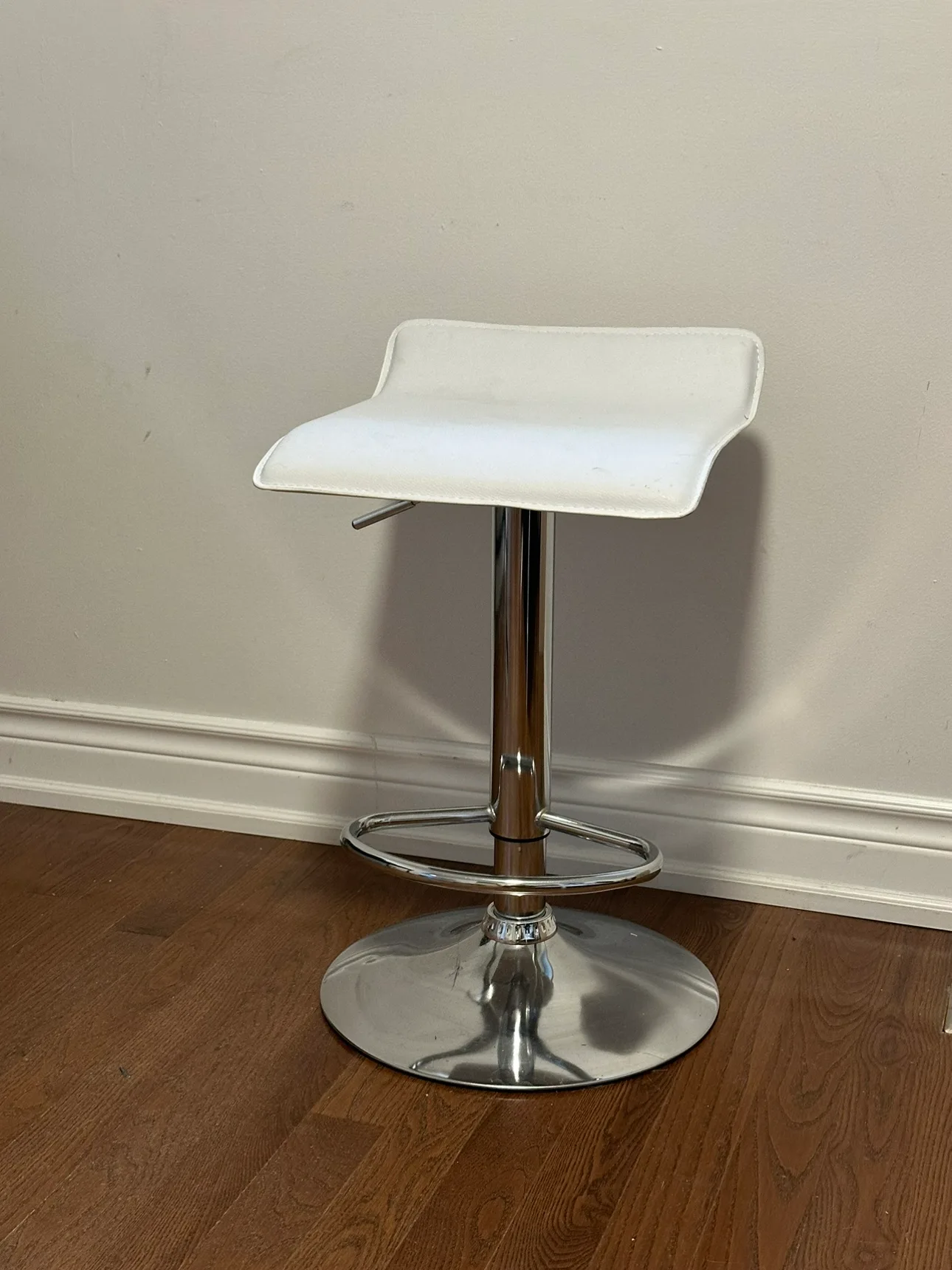 White Bar Stool ( Adjustable ) Moving sale! thumbnail