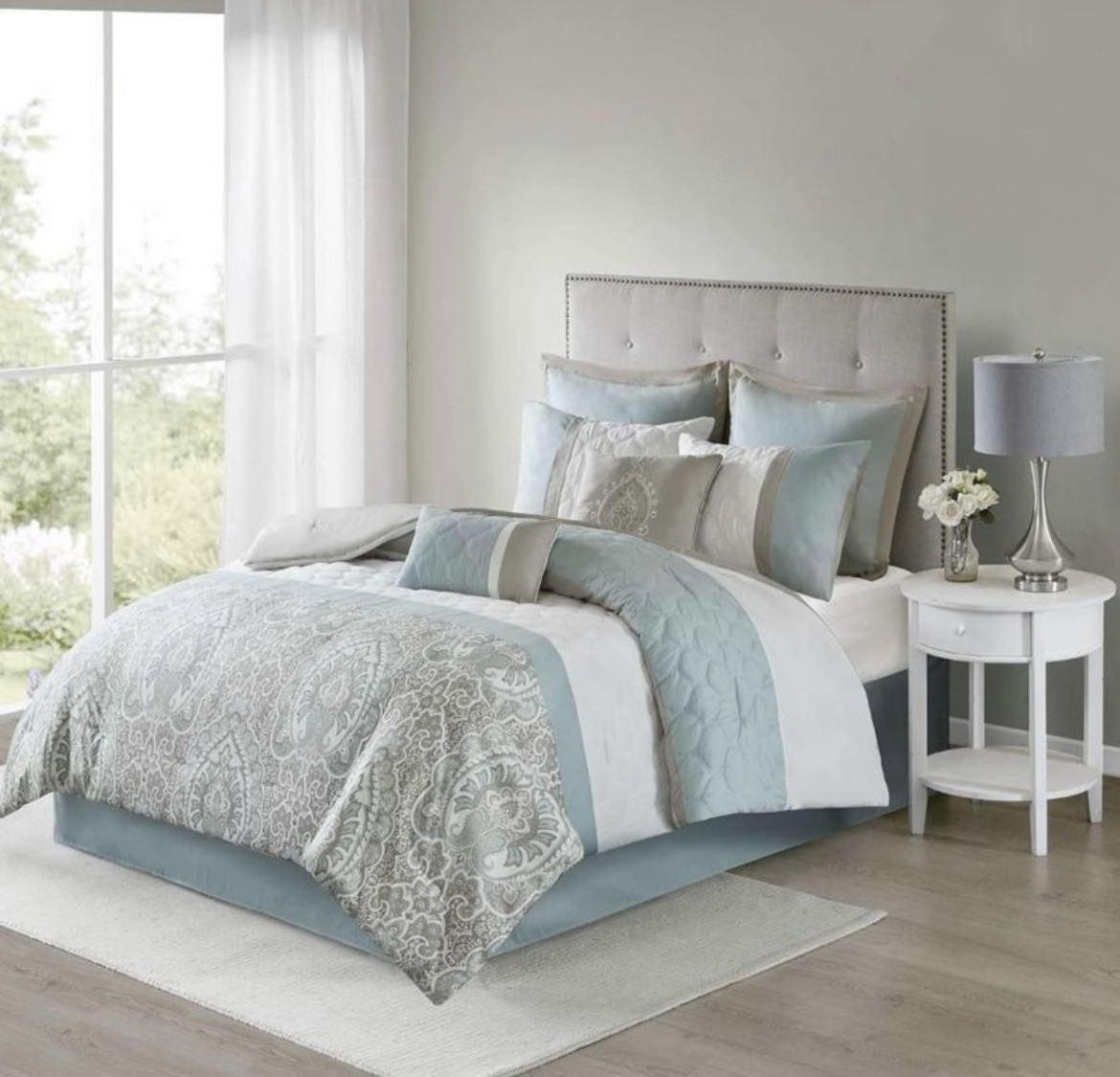 510 Design Shawnee Luxe Quilted 8pc Comforter Set, King, Seafoam