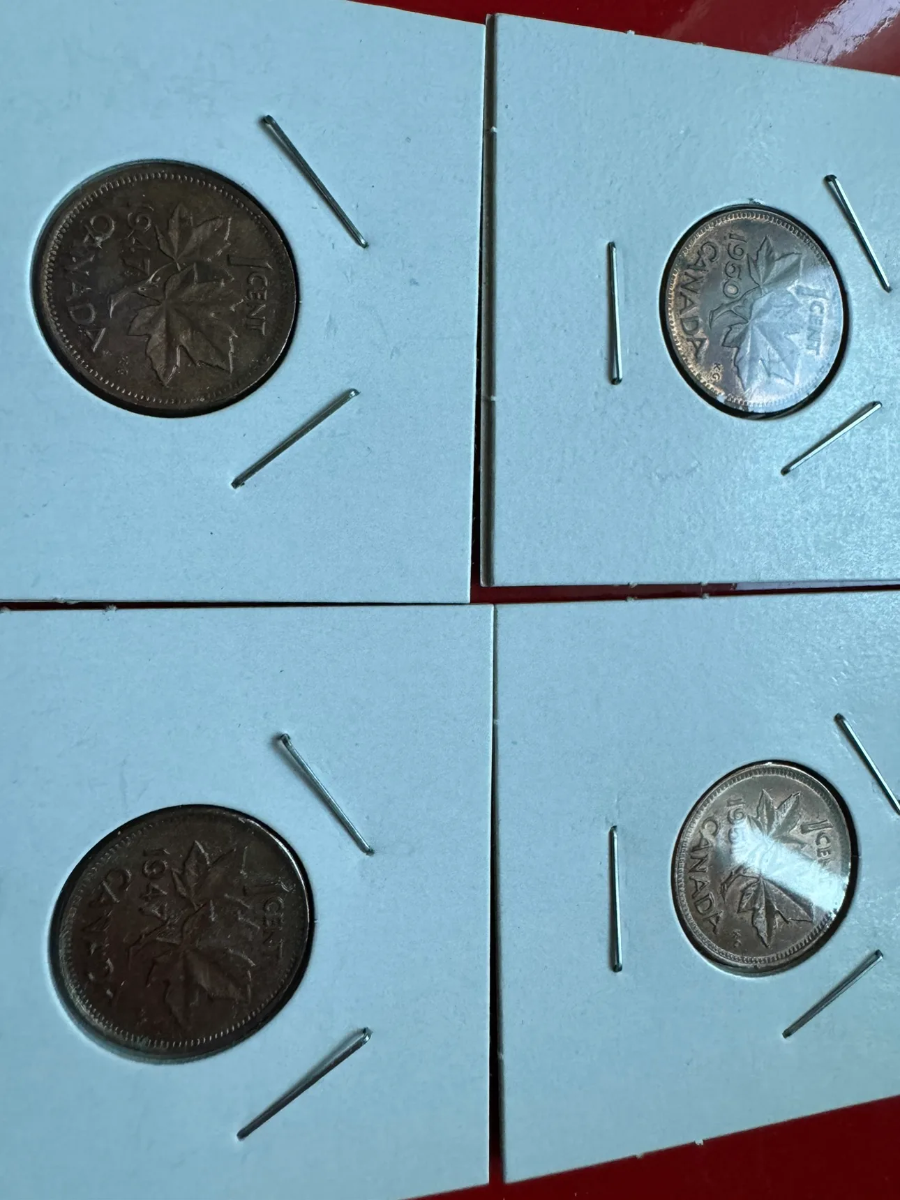 4 Canada 1947 x2, 1950, 1951 cents King George VI image indicator(6)