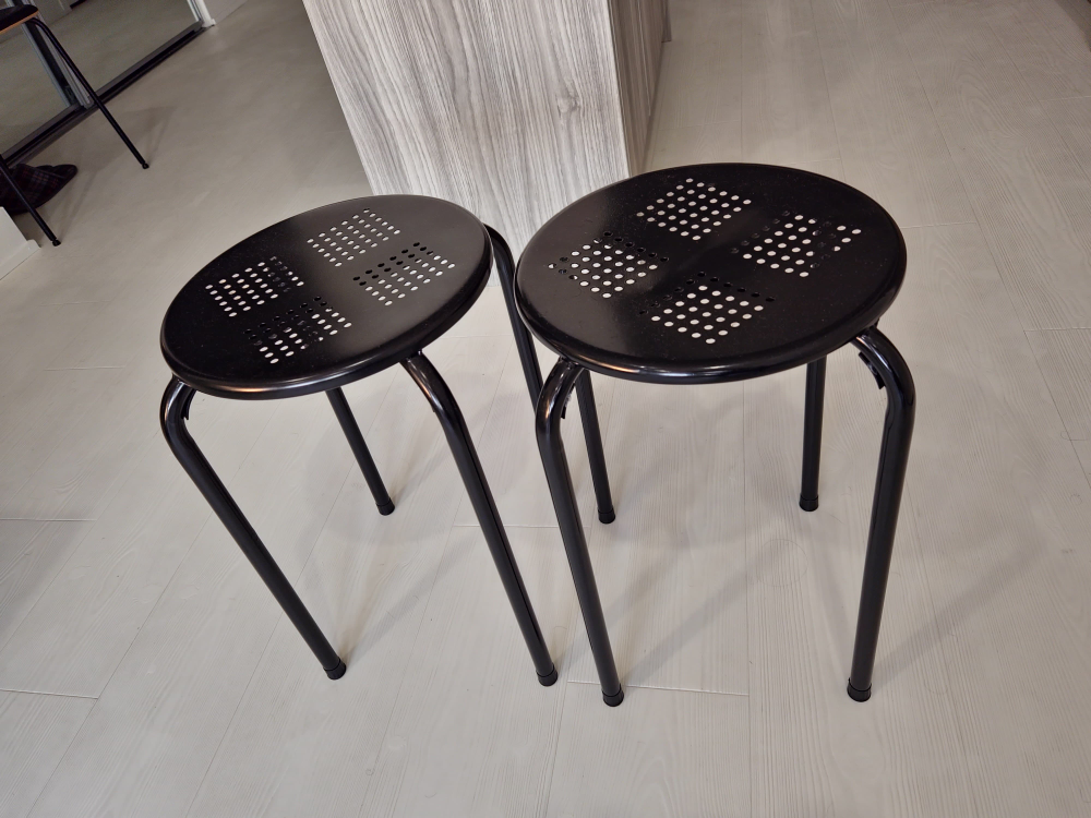 Black Metal Stools (Set of 2)