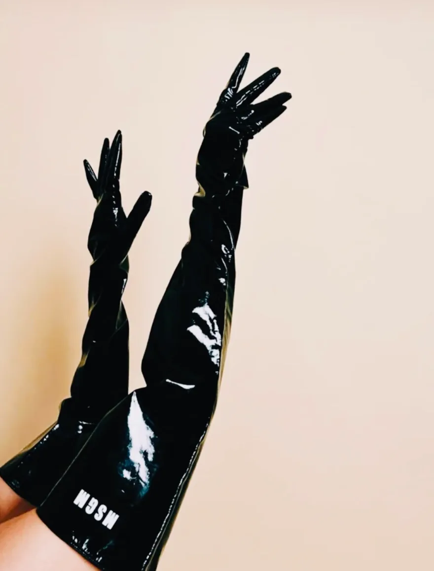 Black vinyl long gloves image indicator(6)