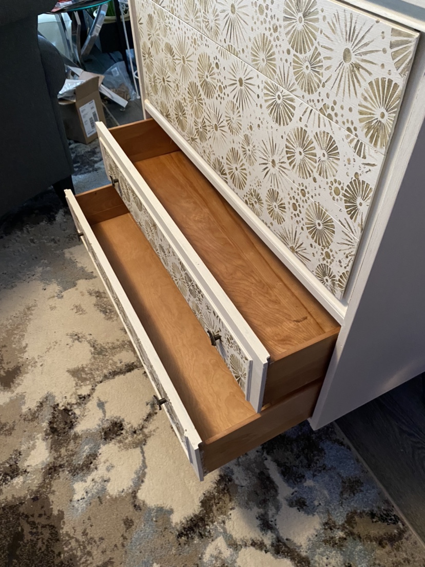 Raw silk painted 4Drawer Dresser with Gold Stencil - photo 5