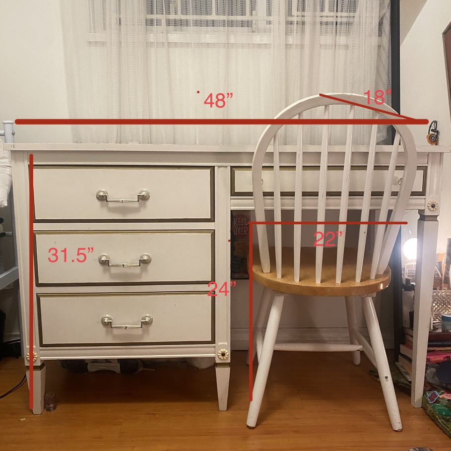 White vintage desk + chair - photo 2