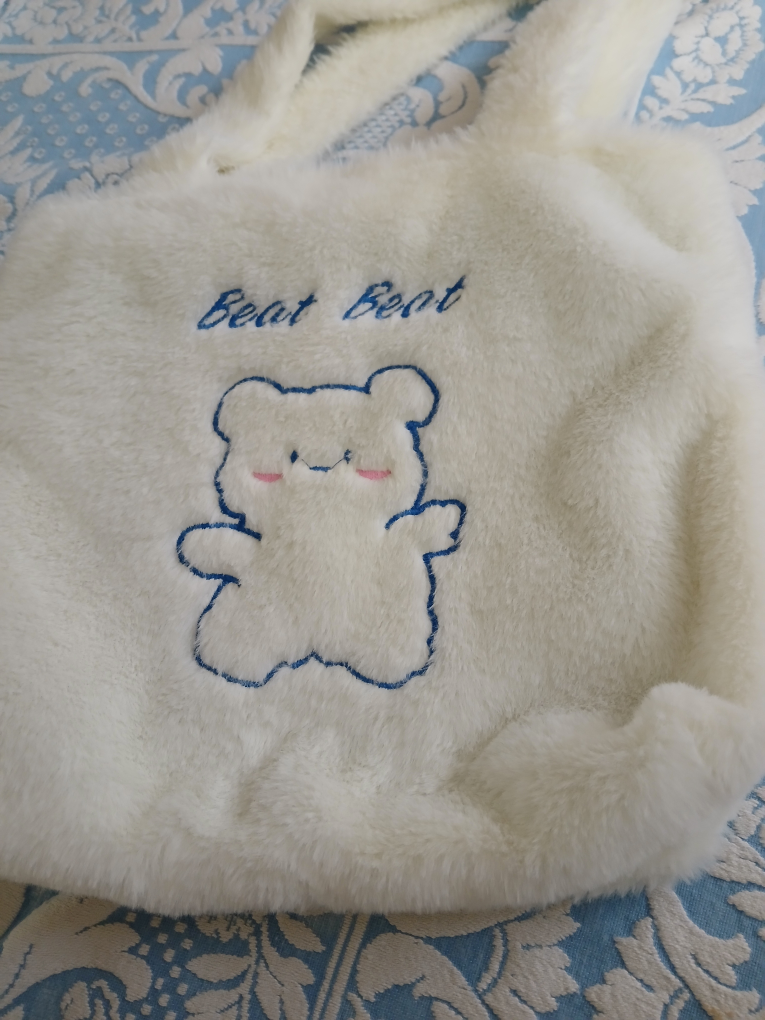 White Fuzzy Bear Bag
