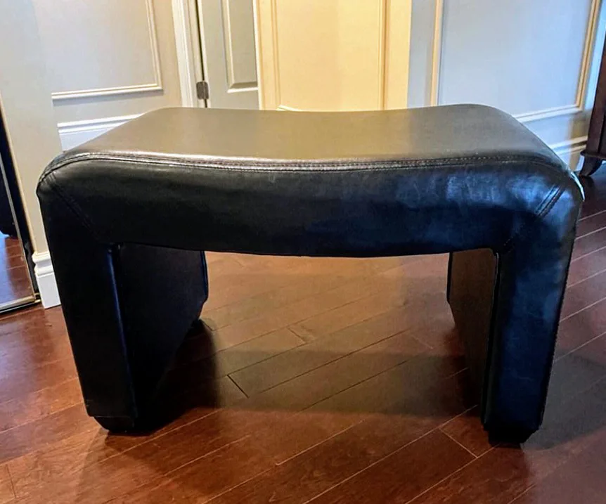 Black Leather Ottoman thumbnail