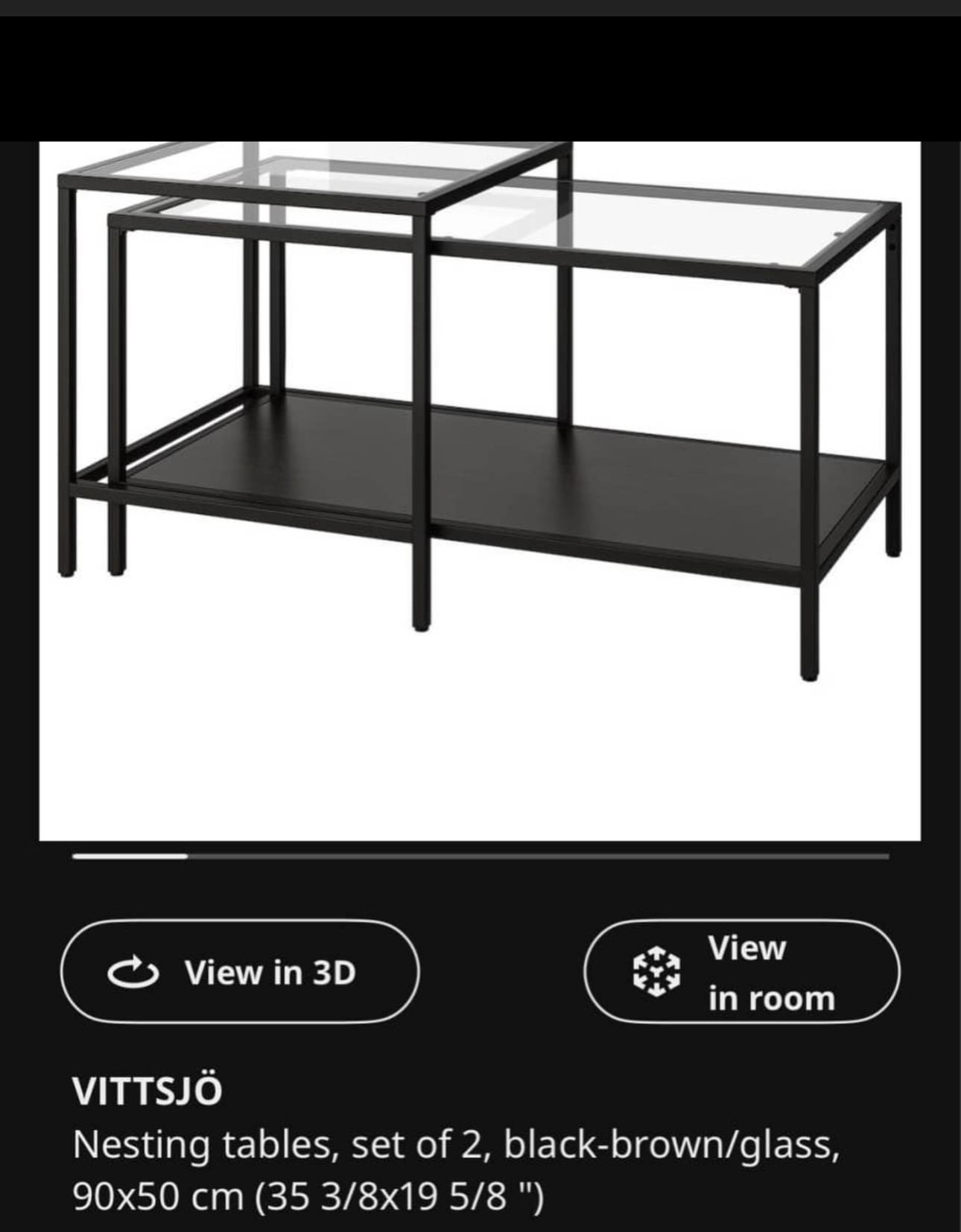 Black Glass Coffee Table with Shelf - photo 4