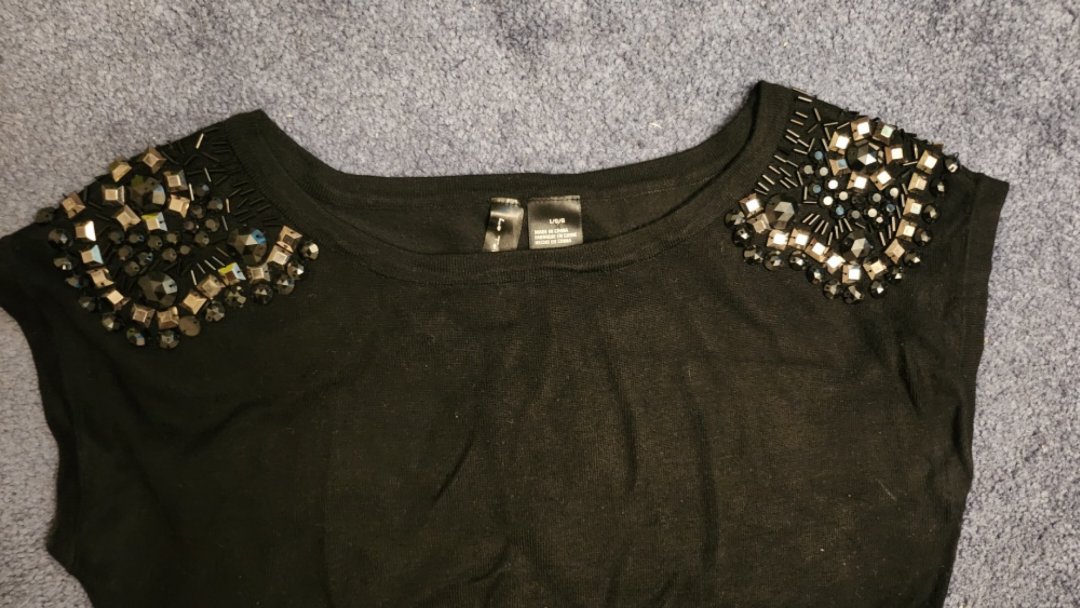 Black Beaded Sweater dress