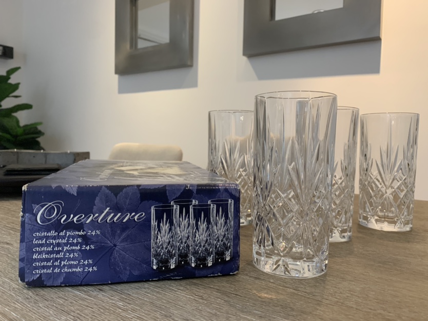 Set of 4 Lead Crystal Beverage Glasses