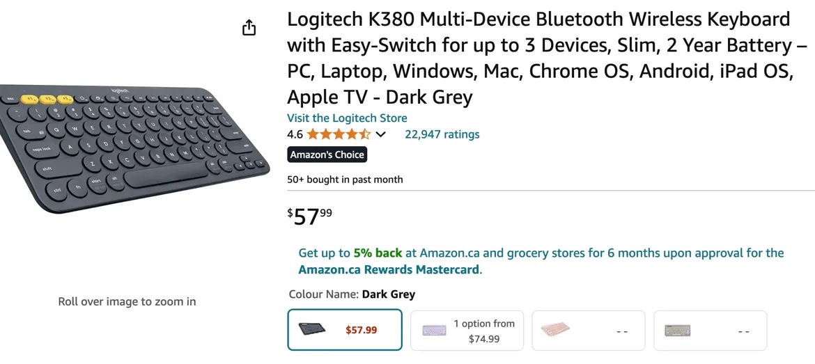 Logitech K380 Multi-Device Bluetooth Keyboard image indicator(5)