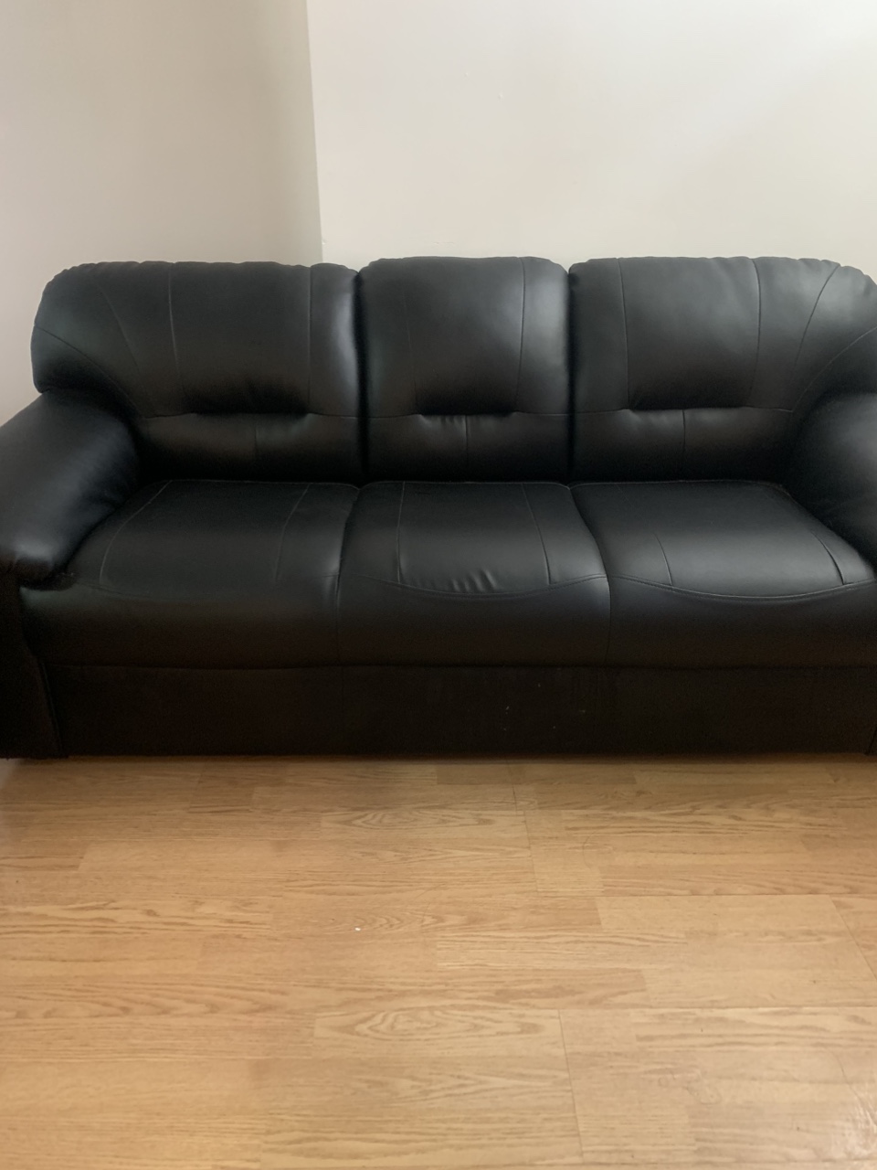 Black Leather Couch - photo 3