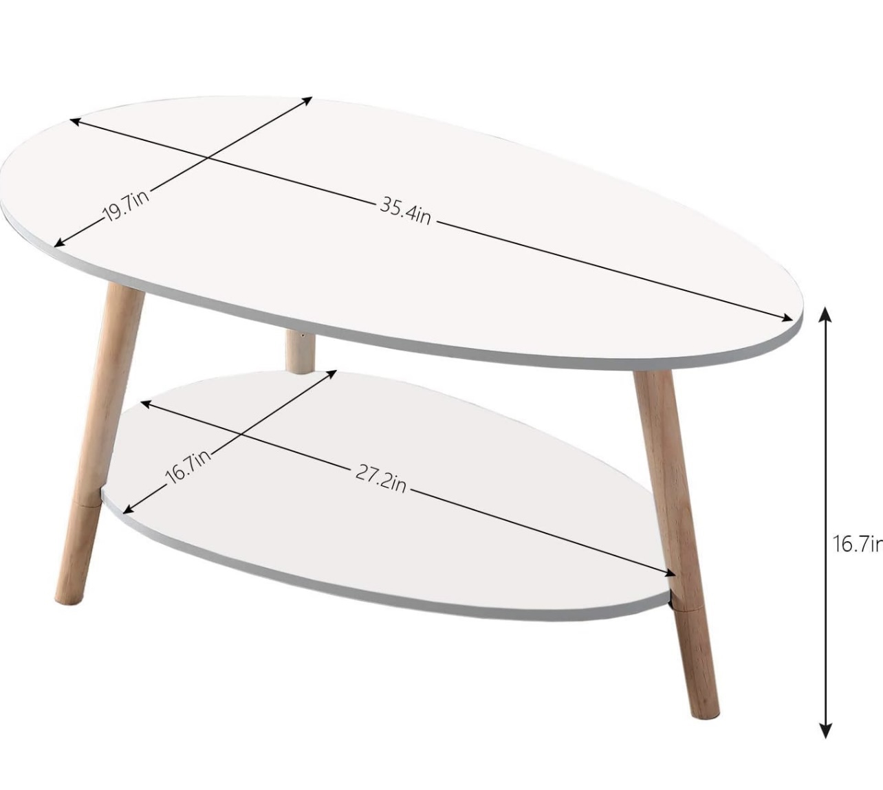 White Coffee Table with Shelf - photo 2